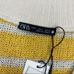 ZARA  Rustic Striped V-neck Sleeveless Tunic Sweater Vest Yellow Cream Small Photo 5