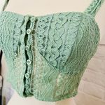 Boutique Green Lace Crop Top Photo 2