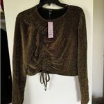 Wild Fable NWT  glittery gold long sleeve crop top Photo 0