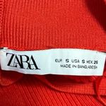 ZARA  Red Orange Rib Knit V-neck Long Sleeve Collar Mini Polo Sweater Dress Sz S Photo 4