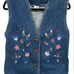 Vintage Jean Vest 80s/90s Back Corset Casey Coleman Label Embroidered Denim S/M Blue Size M Photo 0