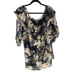NWOT City Chic Floral Blouse Shirt On/off Shoulder Ruffle Workwear Date 2XL #84‎ Black Size XXL Photo 2