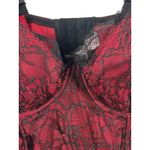 Cacique Red Black Lace Corset Bustier Bra Top Size 14/16 Lingerie Goth Pinup Photo 2