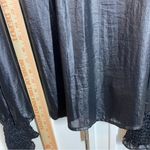 Current Air Current‎ Air Anthropologie Puff Sleeve Blouse black metallic smocked top Photo 4