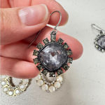 2 Pairs Rhinestones Costume Jewelry Dangle Earrings Pierced Glam Silver Photo 4