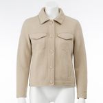 Joie  Fleece Shirt Jacket Button Front Relaxed‎ Fit Shacket Tan Beige Size S Photo 0