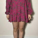 Gold and Silver Paris Pink Green Sparkly Longsleeve Mini Dress Size Small Photo 0