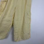 Flax  Linen Wide Leg Cargo Pocket Yellow Cropped Pull-On Pants Women’s Sz S Photo 4