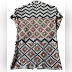 Dreamers Black and Cream Multicolor Chevron Cardigan with Floral Accents Size S Photo 12