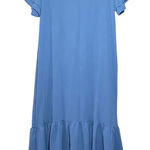 Beeson River Maxi Dress NWT Women's Large Lagenlook Ruffle Drop Waist Blue Photo 0