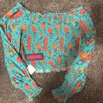 Rock&roll denim turquoise, off the shoulder Top Blue Size L Photo 0