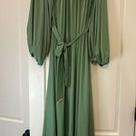 Caroline Constas Odessa Maxi Dress NWT Size S | Sage Green Off Shoulder Gown Photo 2