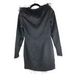 House Of CB  London Women's Tara Mini Dress Fringe Ostrich Feather Zip Black M Photo 3