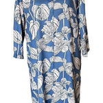 Utsa By‎ Westside Blue Tan Floral Button Front Shirt Dress Women's Medium Brown Photo 0
