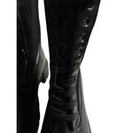 Top Moda  WO SIZE 10 MOTO CHUNKY HEEL BOOTS  LACEUP BLACK FAUX LEATHER CLEAN EUC Photo 5
