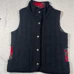 Pendleton Petites  Vest Womens L Wool Black Cable Knit Flannel Plaid Snap Zip Photo 0