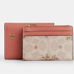 Coach  Card Holder Wallet In Signature Canvas with Floral Print Photo 3