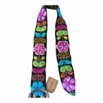 Natural Life NWT Colorful Neoprene Cosmetic Bag Black Floral Embroidered Belt Photo 11