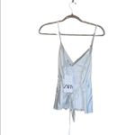 ZARA NWT  LACE TRIM TIE UP SATIN CAMISOLE TOP BLOGGERS FAV WHITE LARGE Photo 4