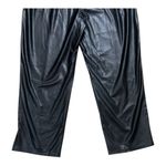 Ellen Tracy Women Black Faux Leather Pants Size M Paper Bag Waist Stretch Pocket Photo 7