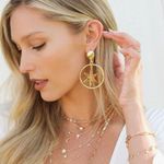 Ettika NWT Star Dangle Hoop Earrings Gold Plated $44 Photo 0