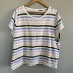 J. Crew Essentials Tee Shirt Short Sleeve Woman’s 3X Striped White Pink Purple Size undefined Photo 0
