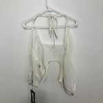 Pretty Little Thing NEW NWT Woven Cross Front Cutout Stirrup Hem Top Cream Ivory 8 Photo 10