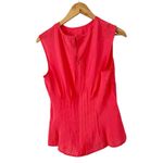 Anthropologie  Della Pleated Waist Shell Top Large Coral Red Coquette Summer Photo 3