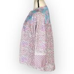 Shoshanna Solado Blouse Women's XS Pink Blue Floral 3/4 Sleeves Split V-Neck Photo 3