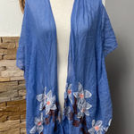 Woven Heart  blue cotton embroidered Cardigan Photo 0