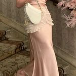 Vintage Style Cottage Ballet Pastel Pink Silky Lace Ruffle Midi Fishtail Skirt Size XS Photo 1