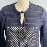 Eddie Bauer Nautical Open Weave Sweater- Navy Blue- Size Medium Photo 1