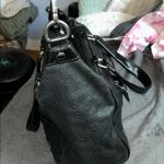 Olivia Harris Black Leather Duffel Bag with Modern Chain Photo 2