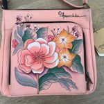Anuschka NWT Pink Leather Vintage Garden Medium Organizer Crossbody Bag Purse Photo 2