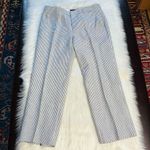 Banana Republic  Blue Pinstripe Logan Linen Blend Cropped Pants Photo 1