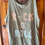 Zutter Rock n Roll Skull Graphic Tank Top Women's Casual Olive Green Size Large Photo 0