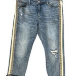 Pilcro and the Letterpress Anthropologie midrise pilcro Slim Striped Boyfriend distressed Jeans size 32 Photo 3