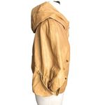 MADE IN ITALY LAMBSKIN LEATHER CAPE STYLE UNIQUE SHORT SLEEVED GATHERED JACKET Tan Size L Photo 4