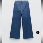 ZARA High Waist Cropped Flare Jeans Gold Button Details Photo 3