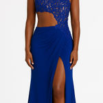 Sherri Hill  Royal Blue Jersey One Shoulder Gown Maxi Dress Size 4 J1 Photo 0