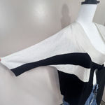 Gap  Wool Drape Open Front Cardigan Sz Medium Black White Striped Western Cozy Photo 3