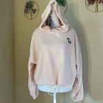 Polly & Esther NWT! Pink Juniors' Drawstring Hem Faux Sherpa Hoodie w Cherries L Photo 1