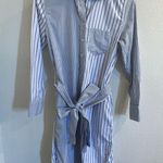 J.Crew Classic-fit cotton poplin shirtdress blue mixed stripe 0 XS Photo 4