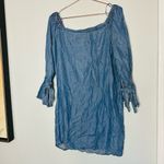 B Collection By Bobeau Women's Auden Blue Chambray Tie Cuff Mini Dress Size S Photo 2