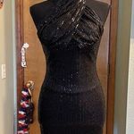 NWOT black sequined halter mini dress size 0 prom cocktail party dress Photo 0