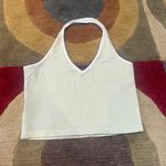 Brandy Melville Alexis Cropped Halter Top Crop Tank Light Green White One Size Photo 0