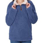 None Sherpa Womens Jacket Pullover Blue 1/4 Zip Sweatshirt Women's Size Small Photo 1