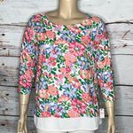 Talbots Woman NWT Size 2X Floral Print - Chiffon Hemline Sweater Top Blouse Photo 0