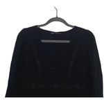 ZARA  V Neck Embroidered Long Sleeve Baby Doll Mini Dress Lined XS Black #3304 Photo 3