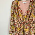 Loft Long Sleeve Floral Wrap Mini Dress Pink Fall Wedding Guest XS Photo 3